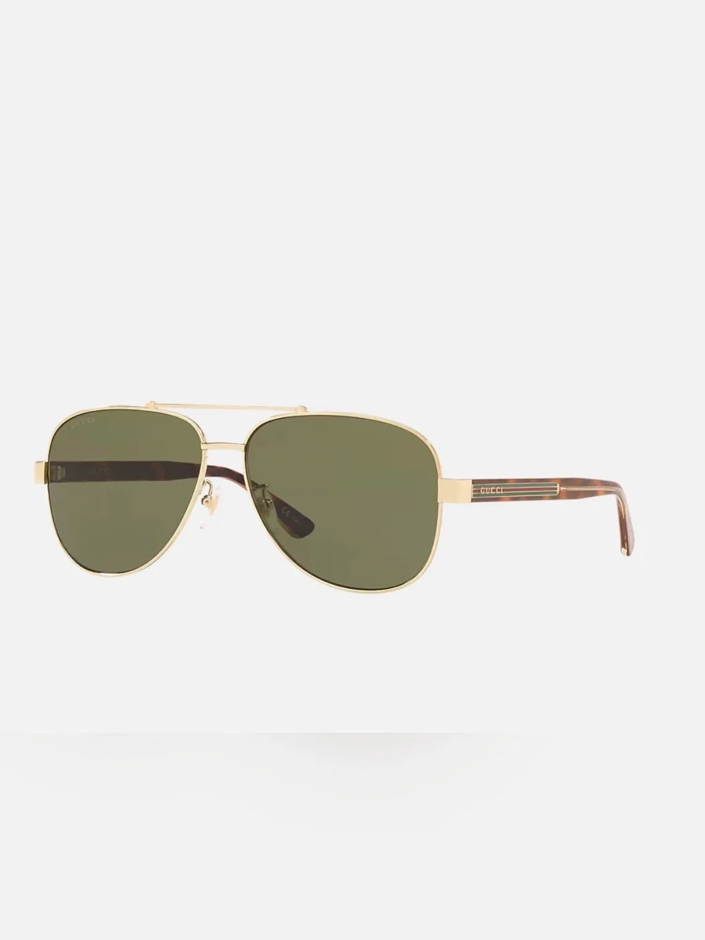 🐍Authentic GUCCI Green Havana Tortoise Pilot Aviator Sunglasses GG0528S